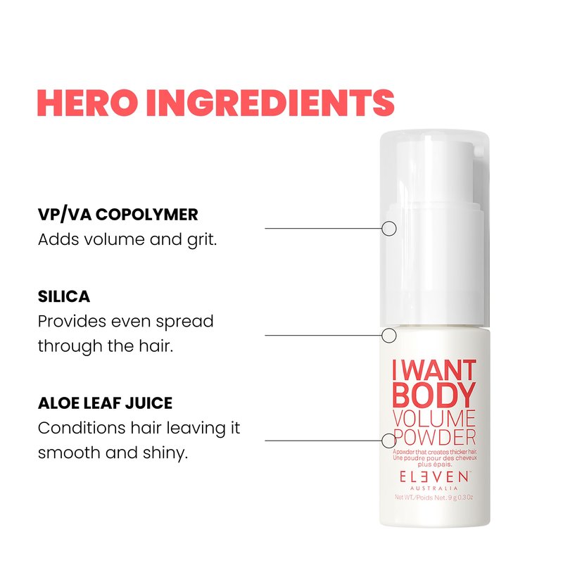 ELEVEN AUSTRALIA I Want Body Volume Texture Powder for Men & Women - Hair Styling Product, Volumizing & Texturizing, Adds Lift & Texture for Fine to Medium Hair, Matte Finish, Includes Pump - 0.3 oz
