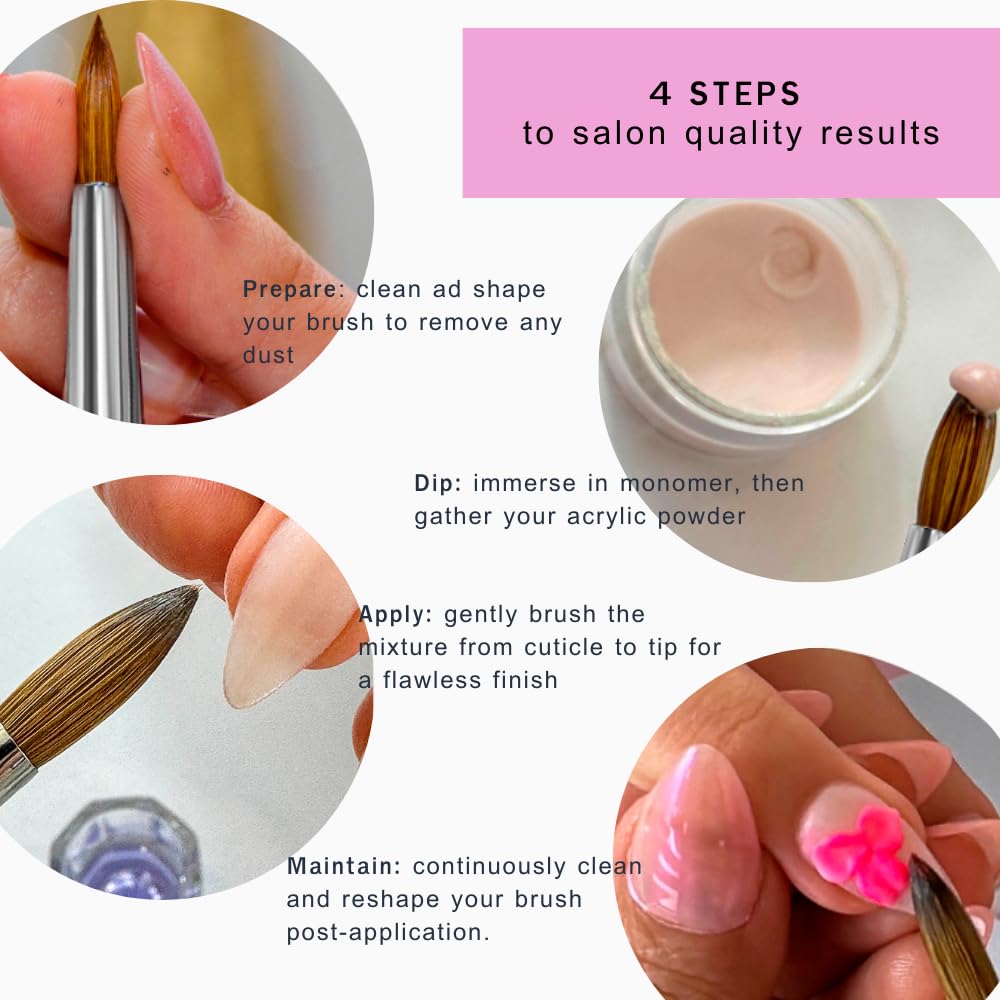 **Kolinsky Acrylic Nail Brush Size 12 - Professional Nail Art Brush for Precision Acrylic Application | No Shedding, Ideal for Salon & DIY Use**