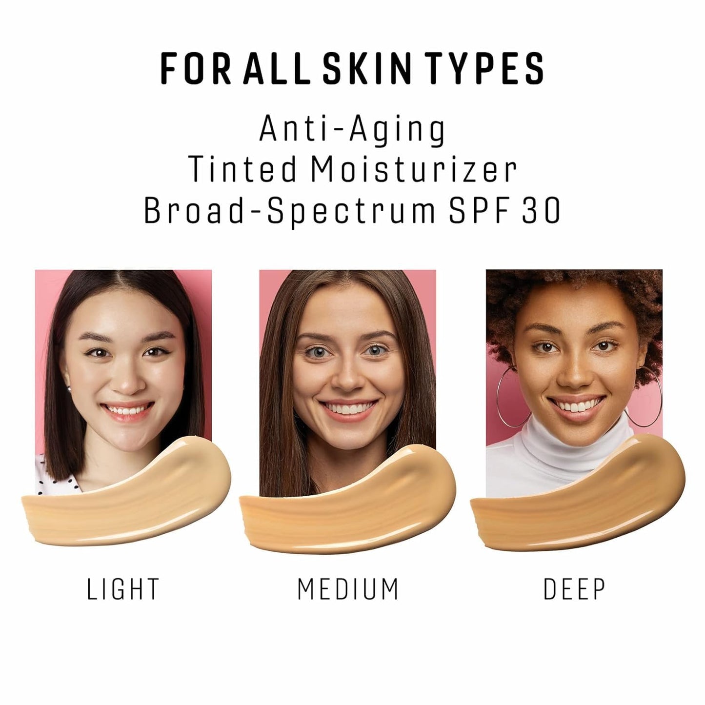 CHICA BEAUTY 3 in 1 Tinted Face Moisturizer with Anti-Aging Antioxidants, Vitamin A&E - SPF 30 Sunscreen with UVA/UVB Protection - Oil Free, Vegan, Cruelty & Paraben Free, For All Skin Types - (Light)