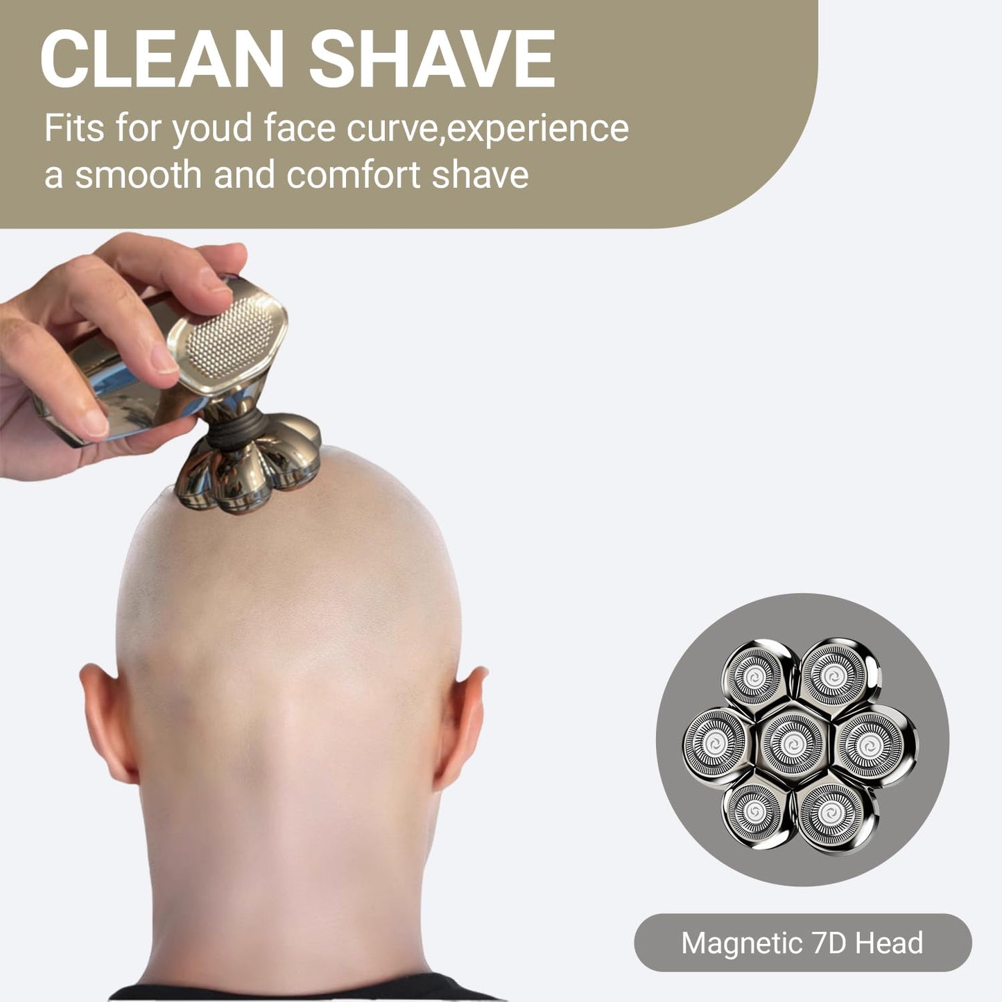 7D Floating Head Compatible with SHPAVVER Replacement Heads,Head Shaver Replacement Heads Compatible with SHPAVVER Electirc Shaver for Men,for Wyklaus/Cyruzi 7D Head Shavers for Bald Men.(Gold/2Pack)