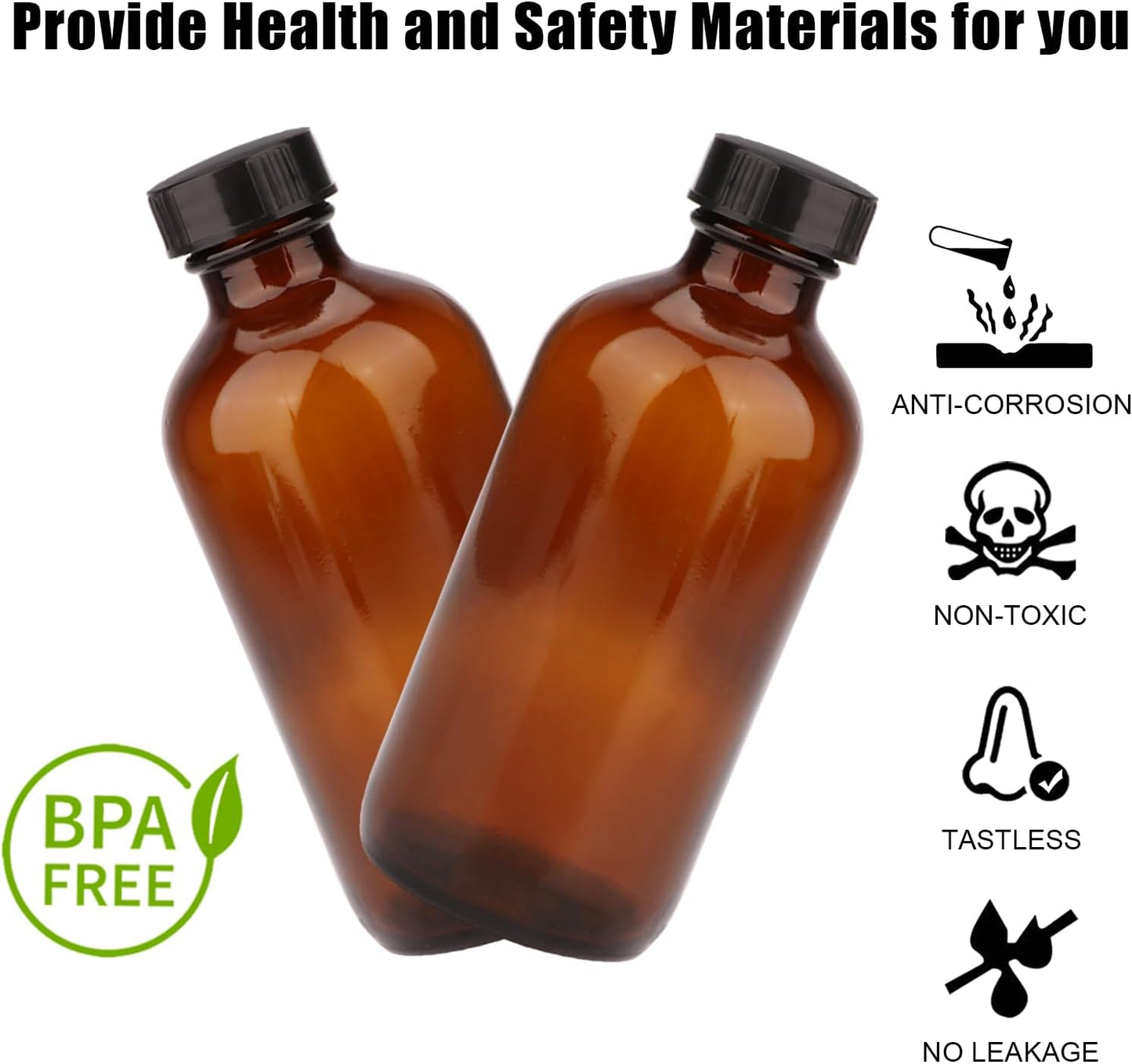 Maredash Amber Glass Bottles - 4oz Boston Round Containers with Leak-Proof Caps | 50 Pack for Essential Oils, Extracts & Herbal Remedies