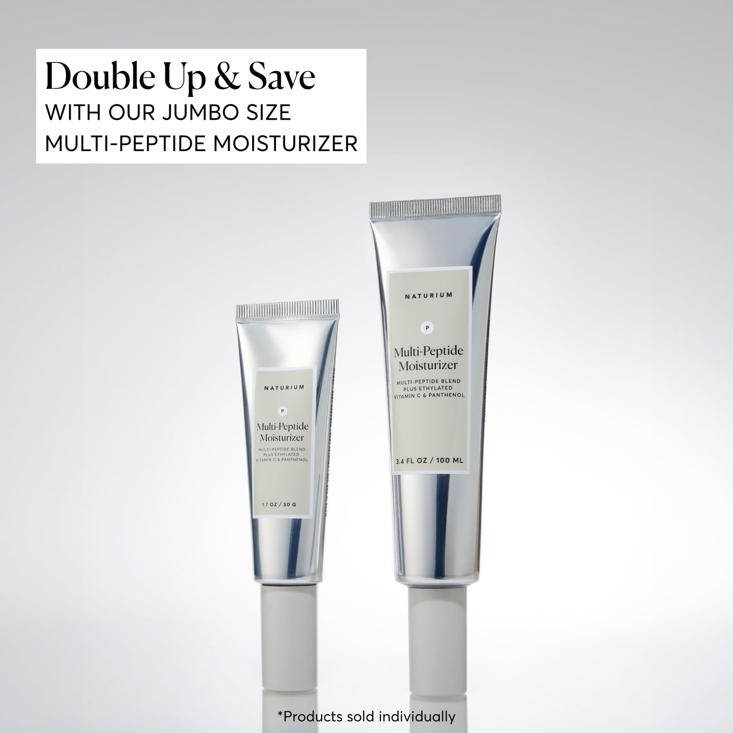 Naturium Multi-Peptide Moisturizer Jumbo, Hydrating & Smoothing Skin Care, Moisturizes with Ethylated Vitamin C & Panthenol, 3.4 oz