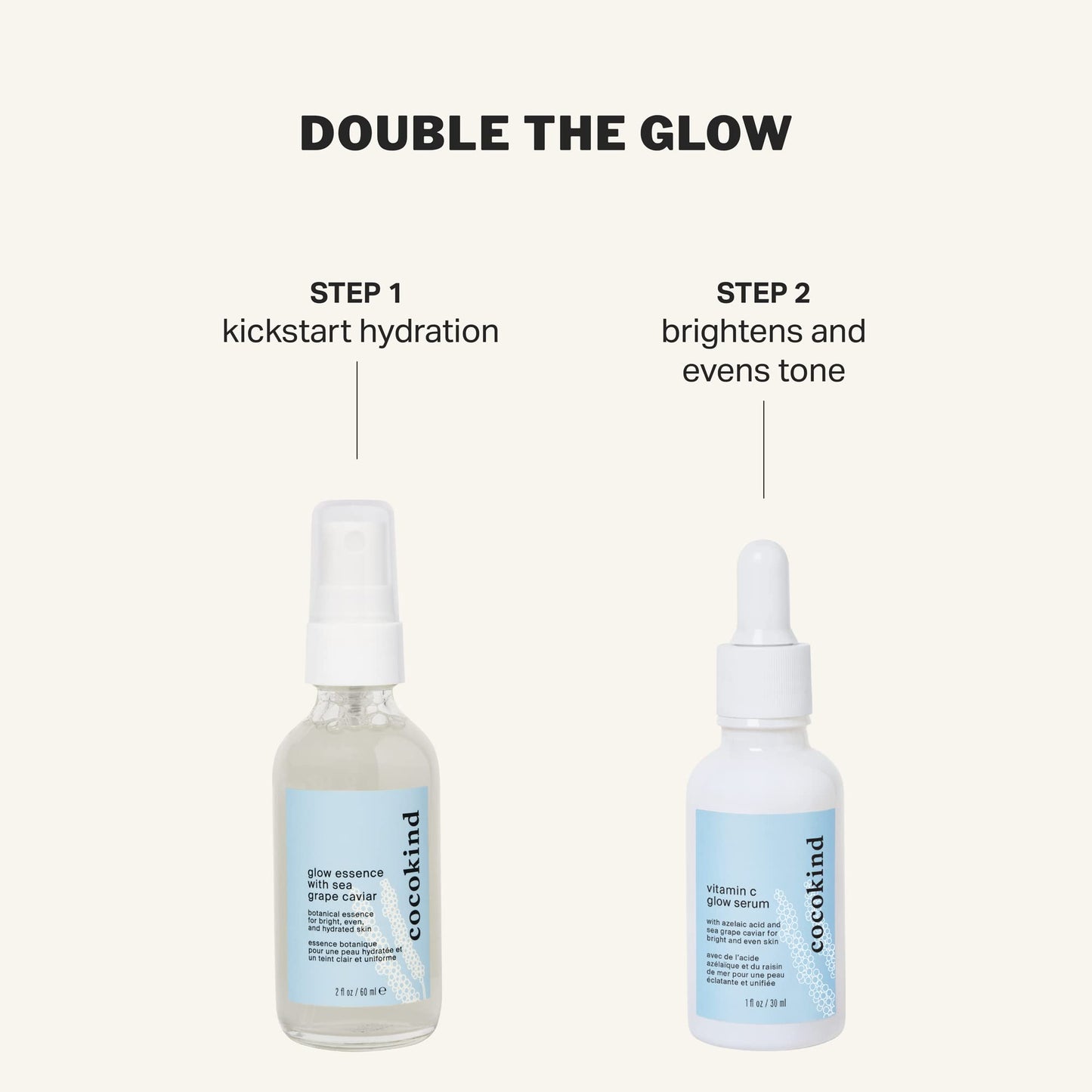 Cocokind Vitamin C Glow Serum with Azelaic Acid and Sea Grape Caviar for Bright and Even Skin, 1 Fl Oz