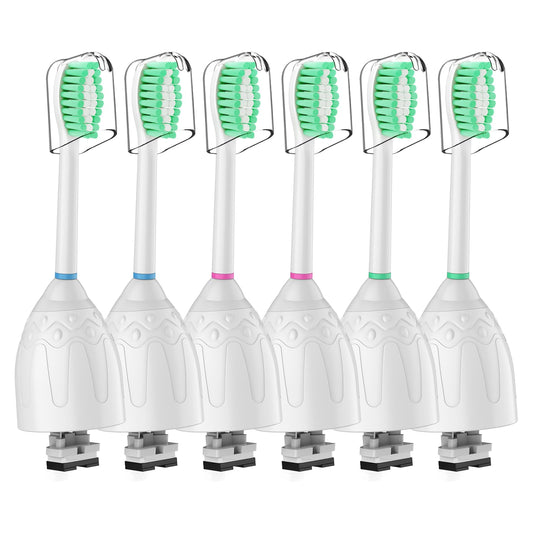 Toothbrush Heads for Philips Sonicare Replacement Brush Heads Fit E-Series Essence Xtreme Elite Advance and CleanCare, 6 Pack, HAPPYMOMO