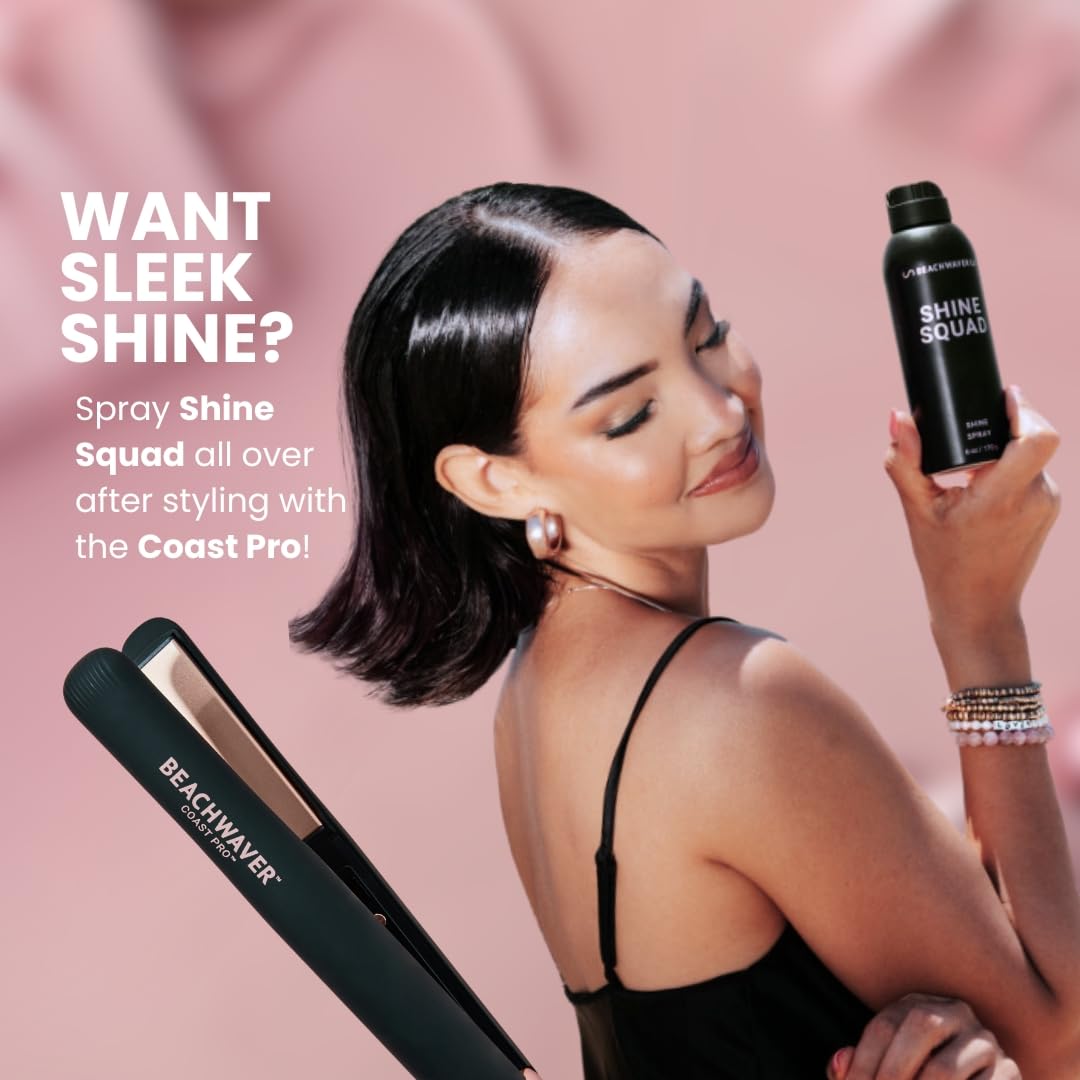 Beachwaver The Co. Shine Squad Shine Spray - Full Size (6 Oz) | Lightweight, Glossy Finishing Spray for Hair w/HiX Vegan Bond Multipliers | Post-Styling Mist - Smooth Finish & No Frizz