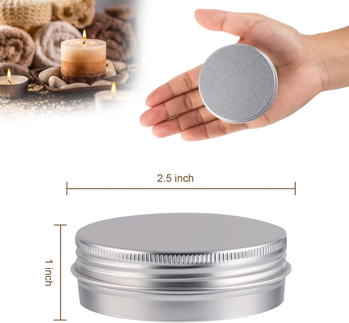 OBKJJ 78 Pcs 2 Oz Aluminum Tin Cans Round Cans with Screw Lids, Refillable Cosmetic Metal Containers Food Candle Containers with Screw Tops for Crafts, Food Storage, DIY