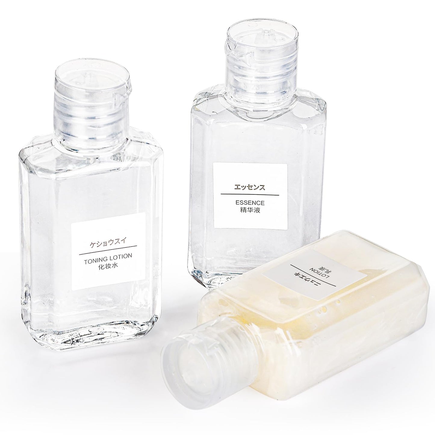 Pumtus 60 Pack Plastic Refillable Flip-Top Bottles, 2 OZ Clear Empty Travel Hand Sanitizer with Flip Cap, Portable Small Liquid Squeeze Container for Shampoo, Lotions, Liquid Body Soap, Creams