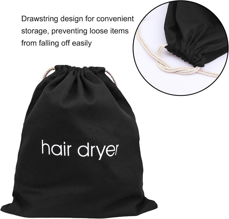 Hair Dryer Bags - Drawstring Storage Pouch for Blow Dryers & Styling Tools | 15in x 13in, 16 PCS Black