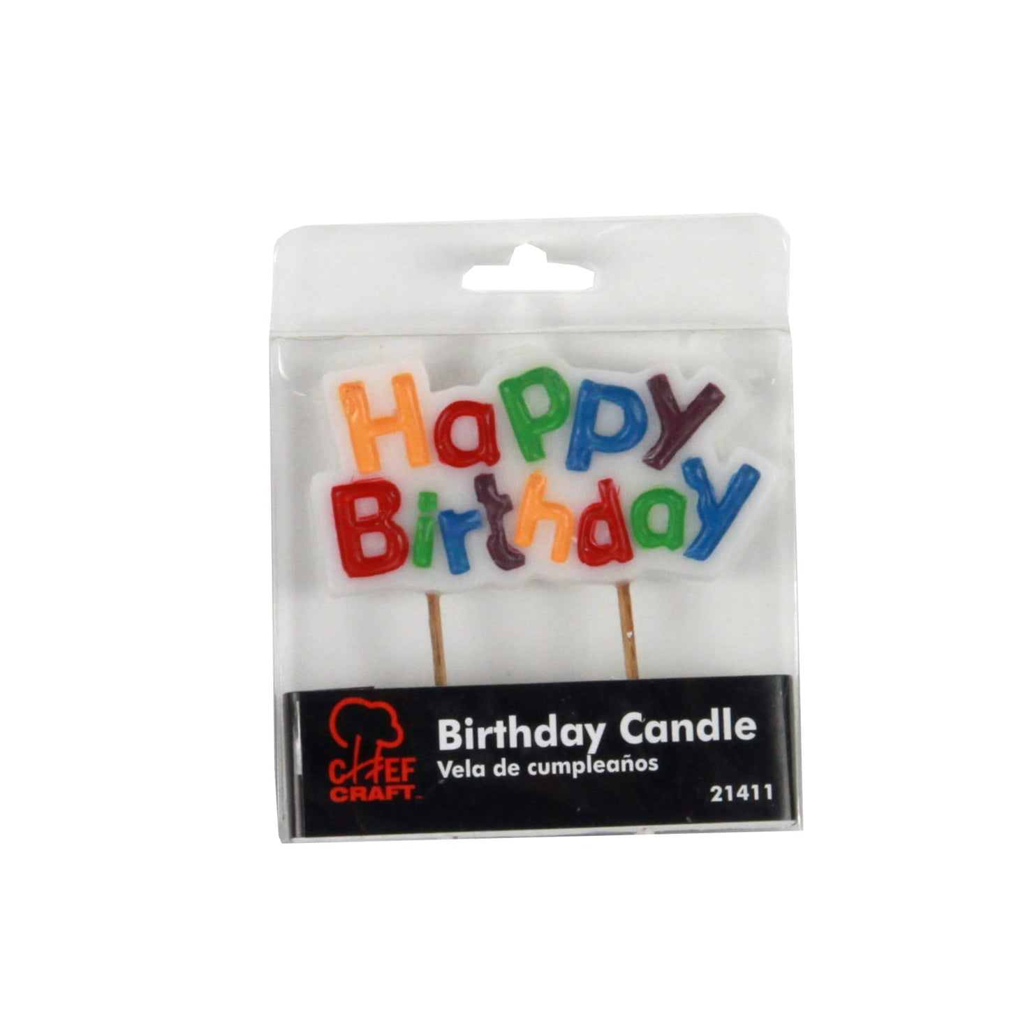 Chef Craft Select Happy Birthday Candle, 3 inch wide 1.5 inch tall, White