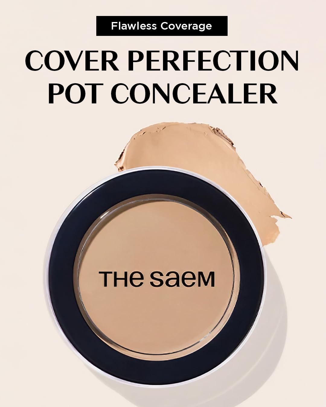 THESAEM Cover Perfection Pot Concealer 0.14oz - 01 Clear Beige for Fair to Medium Skin Tones - Single Pot Intensive Coverage Balm for Dark Circles, Blemishes & Imperfections - Korean Makeup