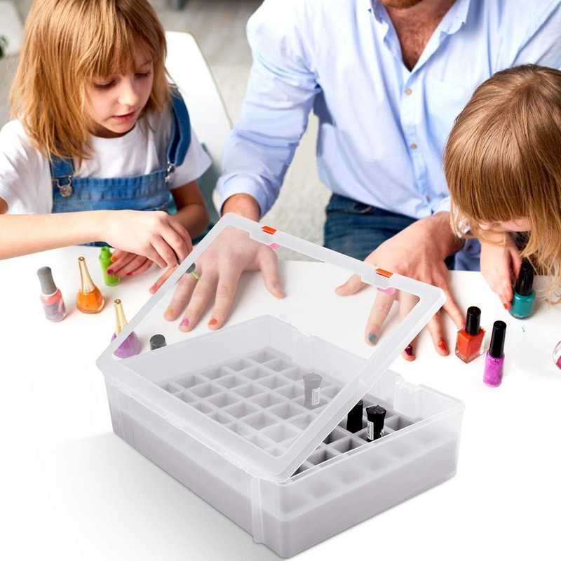 ALCYON 54-Bottle Nail Polish Organizer Case - Professional Clear Storage Box with Shockproof Sponge Foam - Secure Travel Bag for Beetles, for Essie - Prevents Glass Breakage Organized (Grey, For 54)