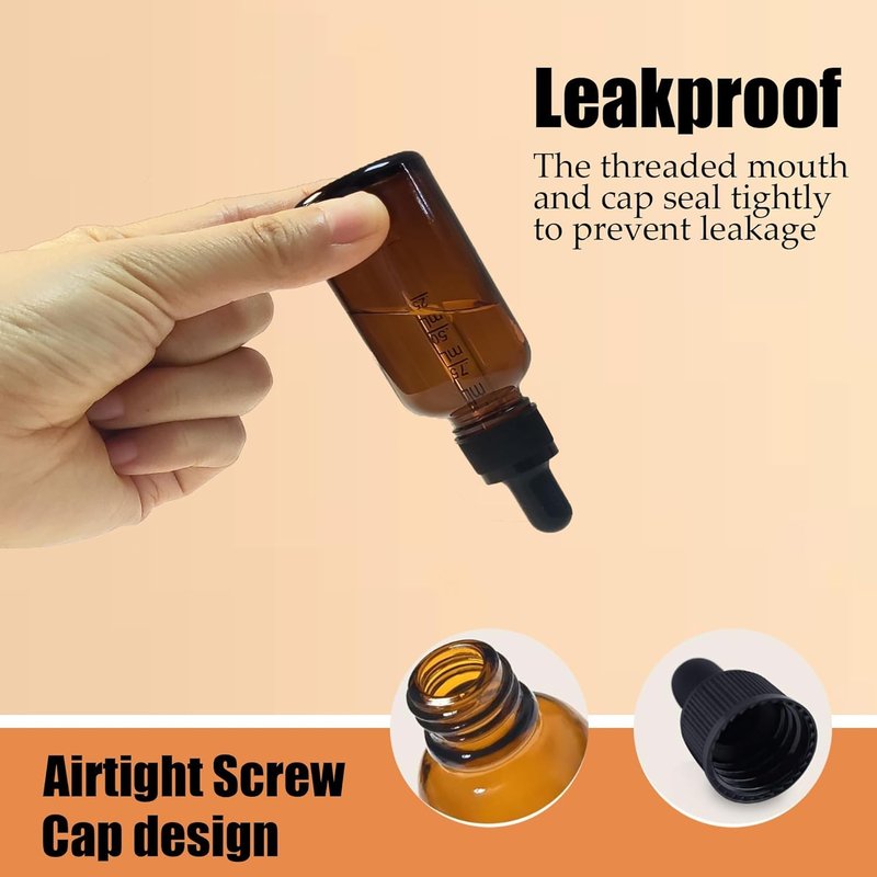 Parfumlism 20 Pack Amber Glass Dropper Bottles 4 oz with Graduated Droppers – Ideal for Essential Oils, Serums & Tinctures – Leakproof 120ml Dispenser for DIY, Travel & Small Business