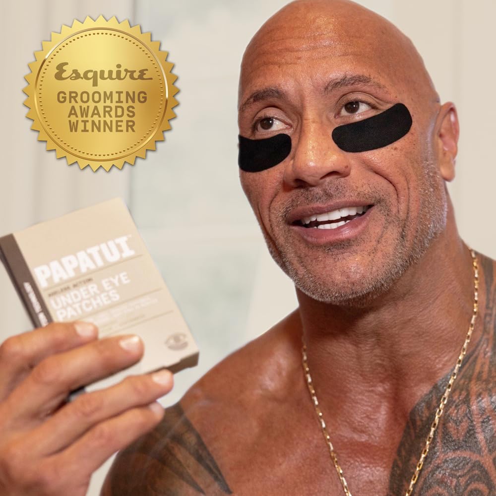 Papatui by Dwayne Johnson Fast-Acting Under Eye Patches for Men | Ageless Action to Reduce Puffiness, Dark Circles and Fine Lines | Made with Niacinamide, Hyaluronic Acid, Caffeine | 6ct (Pack of 2)