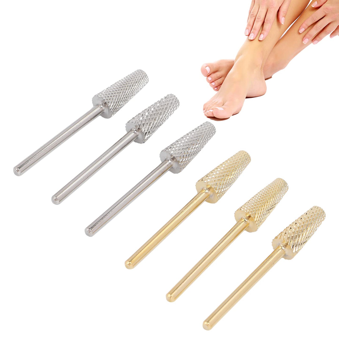 6Pcs Nail Drill Bits Sets, Electric Nail Drill Bit for Manicure Pedicure, Professional Tapered Carbide Nail Drill Bit Nail Art Tools for Acrylic Gel Nails Cuticle