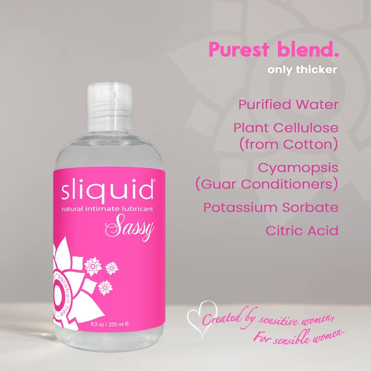 Sliquid Sassy Water-Based Lube - Thick, Long-Lasting Gel, Natural Lube for Women/Men/Couples, Unscented, 8.5 Fl Oz (2 Pack)