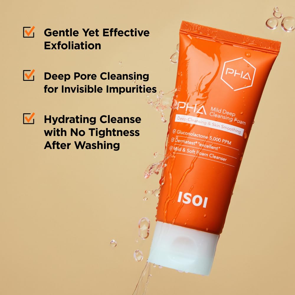 ISOI PHA Mild Deep Cleansing Foam with PHA Formula, 3.38 fl oz