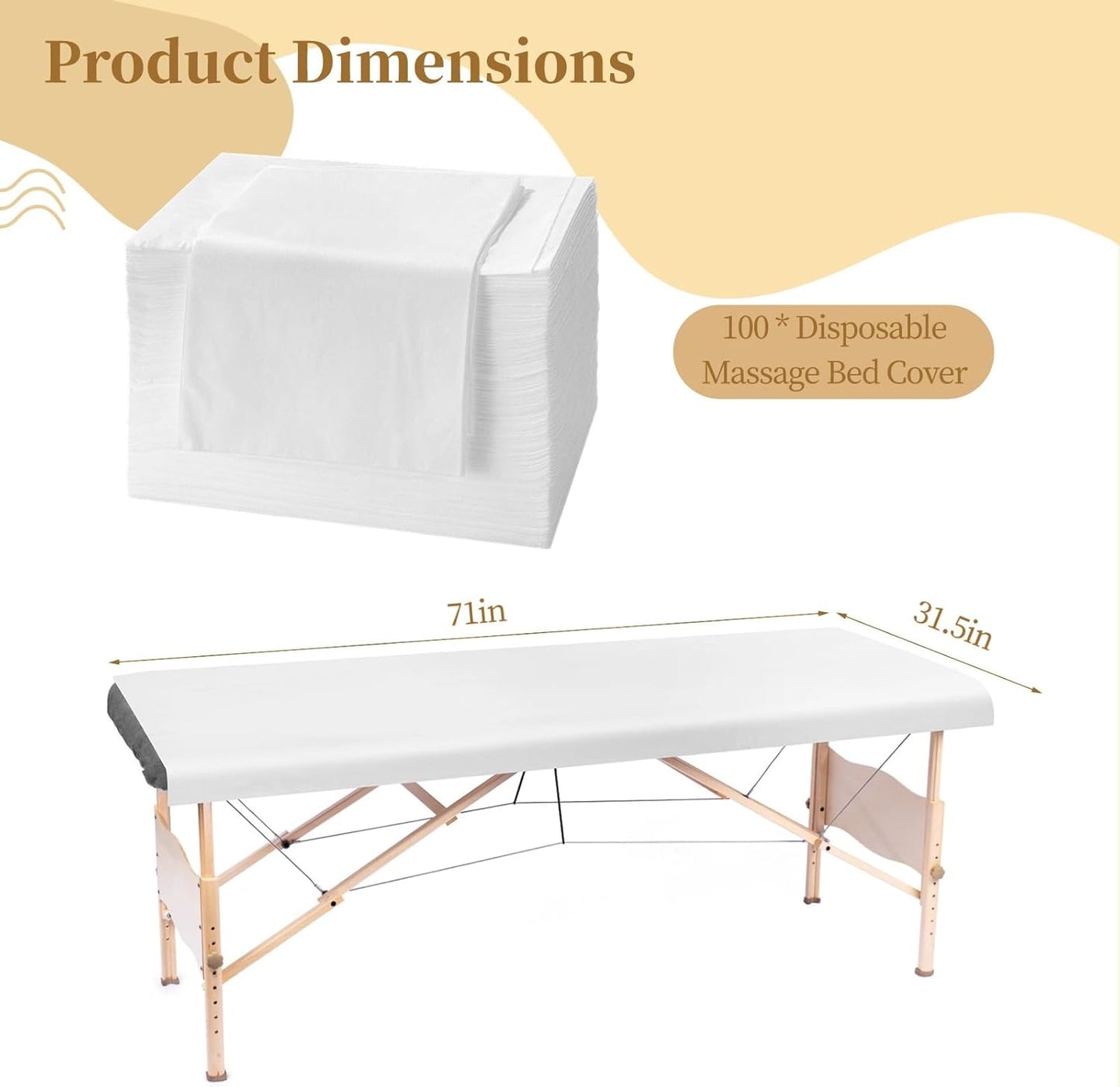 Disposable Massage Table Sheets - 100PCS Non-Woven Fabric Covers for Spa & Salon | 71” x 31.5”