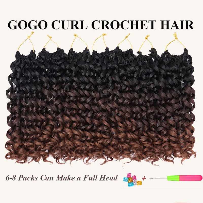 GoGo Curl Crochet Hair for Women 12 Inch Curly Crochet Hair Water Wave Curly Crochet Braids for Women 7 Packs Ombre Brown Deep Wave Braiding Hair Extensions (12 Inch, 1B/4/30)