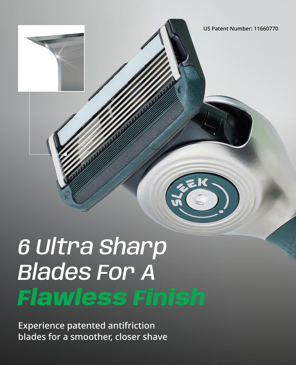 DORCO SLEEK Six Blade Razor System with Multi-Flex Technology Refill Set, Precision Shaving Razor Replacement Cartridge (8 Pack)