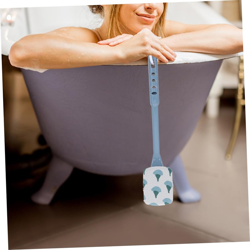Beatifufu Long Handle Back Bath Brush 15.74 Inch with Soft Scrubbing Cloth for Deep Cleansing Exfoliating Massage Skin Care Bathing Accessory