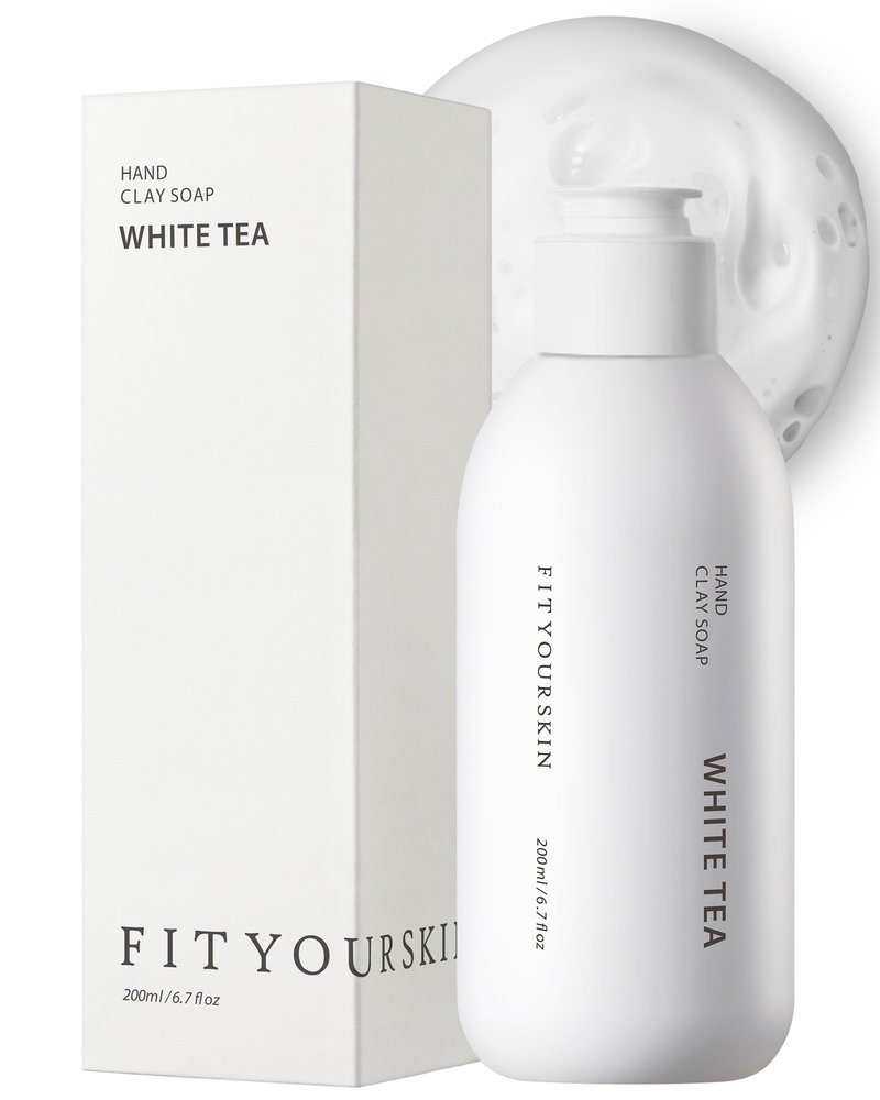 FIT YOUR SKIN Perfumed Hand Clay Soap #White Tea - Exfoliating & Moisturizing Hand Scrub Gel to Bubble Wash - Clay Pearlite & Mineral - Gentle & Long Lasting Fragrance - 1.7 fl.oz