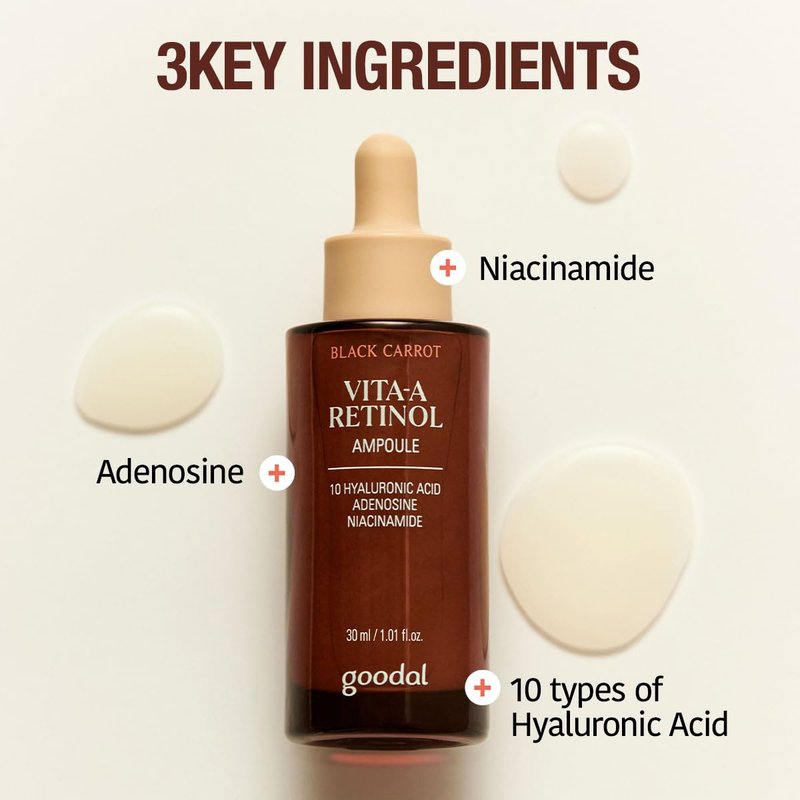 Goodal Black Carrot VITA-A Retinol Ampoule | Hydrating Facial Serum for Glowing Skin - 30ml, Lightweight Korean Skincare