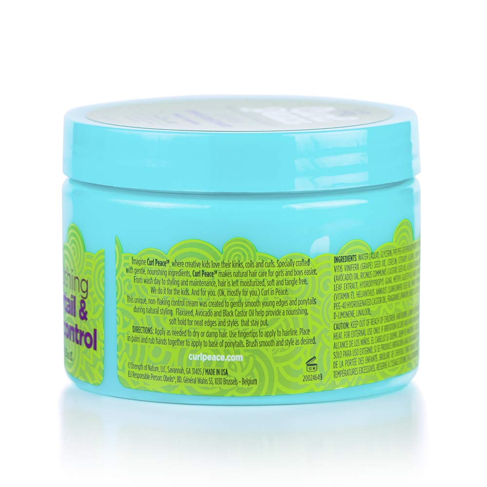 Just For Me Curl Peace Smoothing Ponytail & Edge Control (3 Pack) - Finishes & Holds, Contains Flaxseed, Avocado Oil & Black Castor Oil, 5 oz