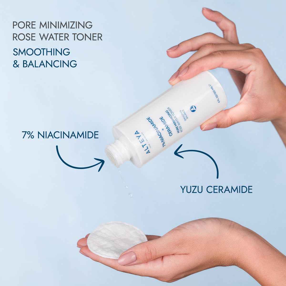 Alteya Organics Pore Minimizing Rose Water Toner (7% Niacinamide + Ceramide) - 4 Fl Oz/120mL
