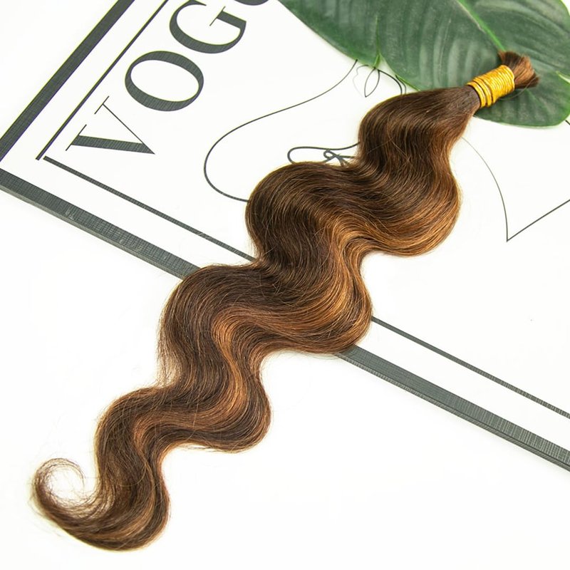 YWIGS Body Wave Bulk Human Hair for Braiding Human Braiding Hair for Boho Braids 50G No Weft Virgin Human Hair #4/30 18inch
