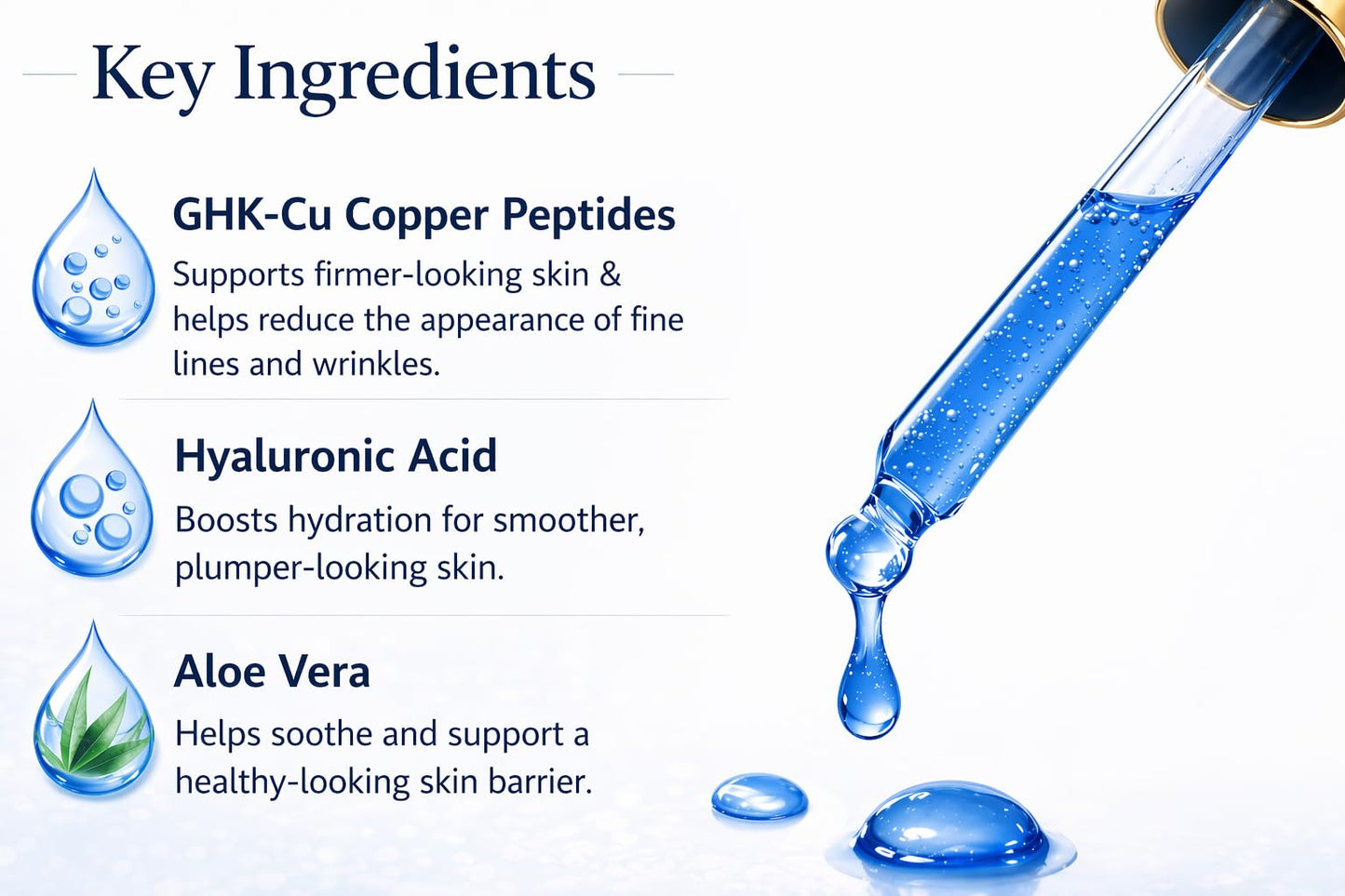 Lovely Southern 1.5% Copper Peptides GHK-Cu Anti-Aging Facial Serum for Fine Lines, Skin Elasticity, Made in USA, 1 Fl Oz