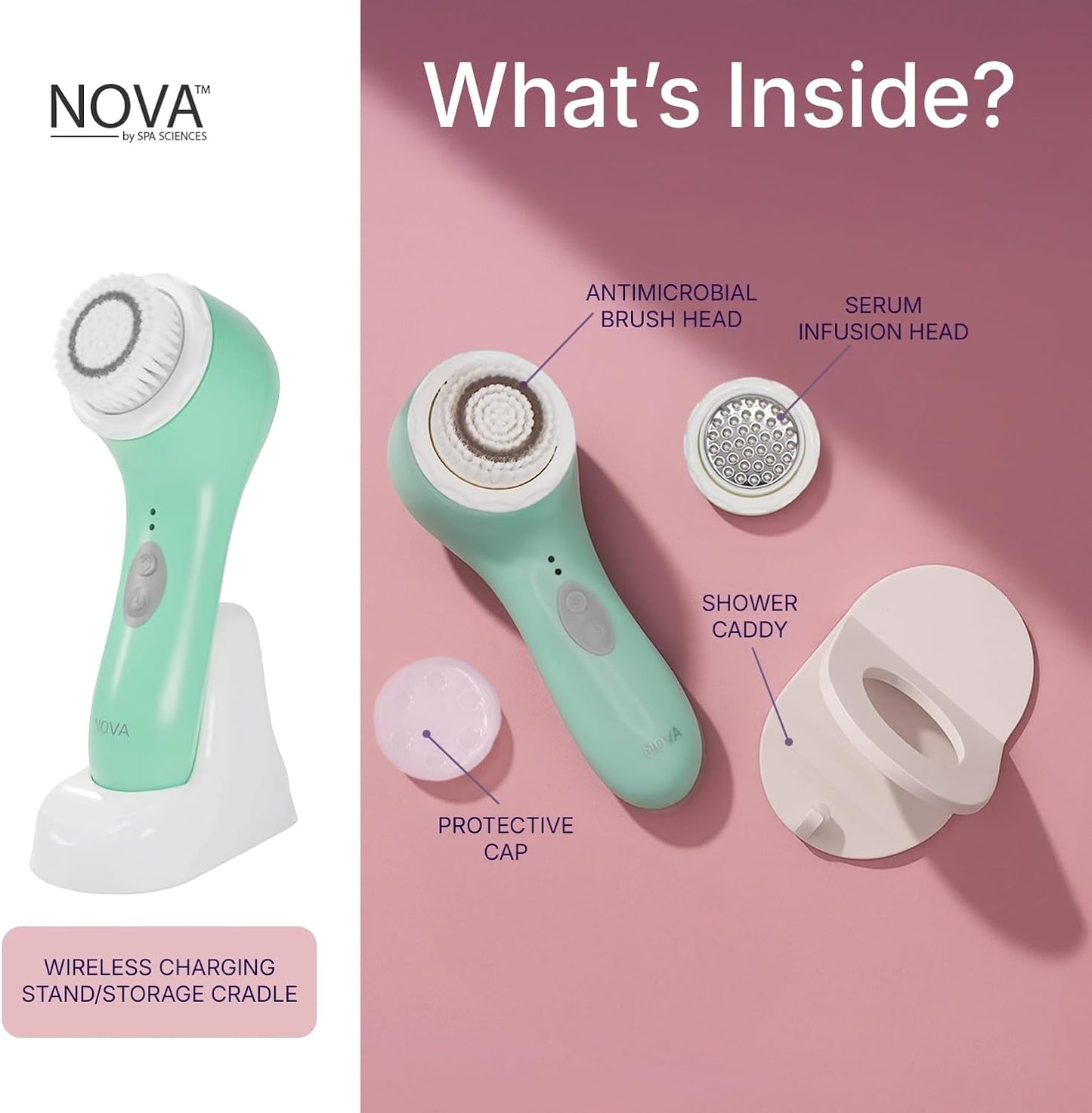 NOVA Sonic Cleansing Brush - Anti-Aging Exfoliating Facial Tool | Waterproof, USB Rechargeable
