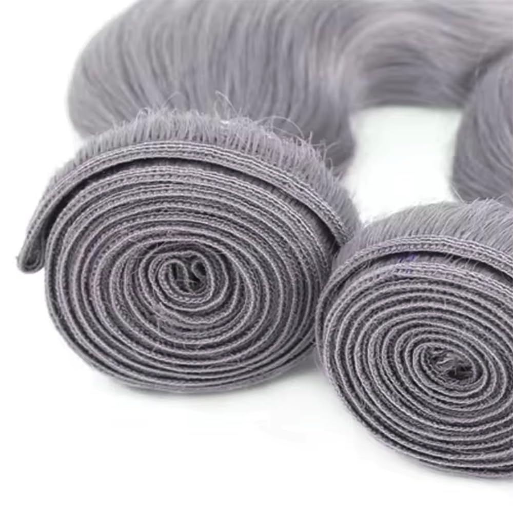 Grey Bundles Body Bundles Human Hair 28 Inch Unprocessed Brazilian Virgin Weave Hairs Gray 1 Bundle 50 Gram Per Bundle Human Hair Extensions