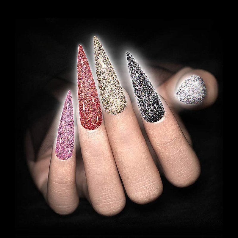 MIZHSE Diamond Gel Nail Polish Set - Reflective Colorful Glitter for Stunning Nails | 6 Shades