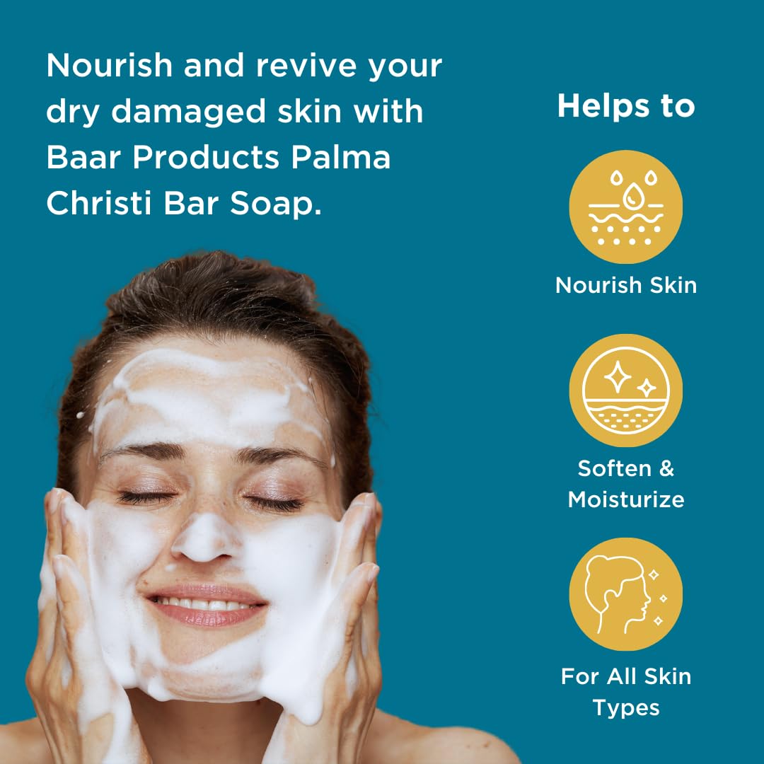 Baar Palma Christi (Castor Oil) Natural Cleansing Bar Soap, 6 bar set