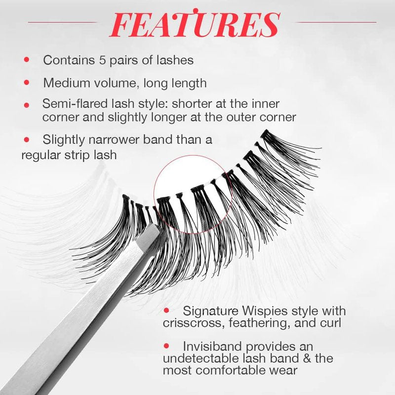 Ardell False Eyelashes Wispy Lashes, Easy Application, Natural Look, Reusable - Black, 2 Pack