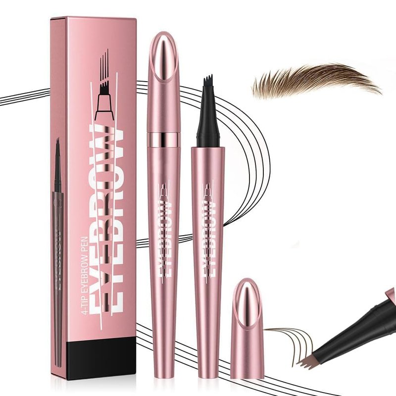 Waterproof Eyebrow Pen - 3D Microblading Pencil with 4 Tips | Long-Lasting Smudge-Proof Eyebrow Definer in Dark Brown