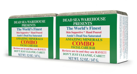 Dead Sea Warehouse - Dead Sea COMBO Facial Care Bar - Face Soap for Women and Men - Clarifying Dead Sea Mud & Salt Soap for Combination Skin, Handmade & Unscented, 5.2 Ounce 2-Pack