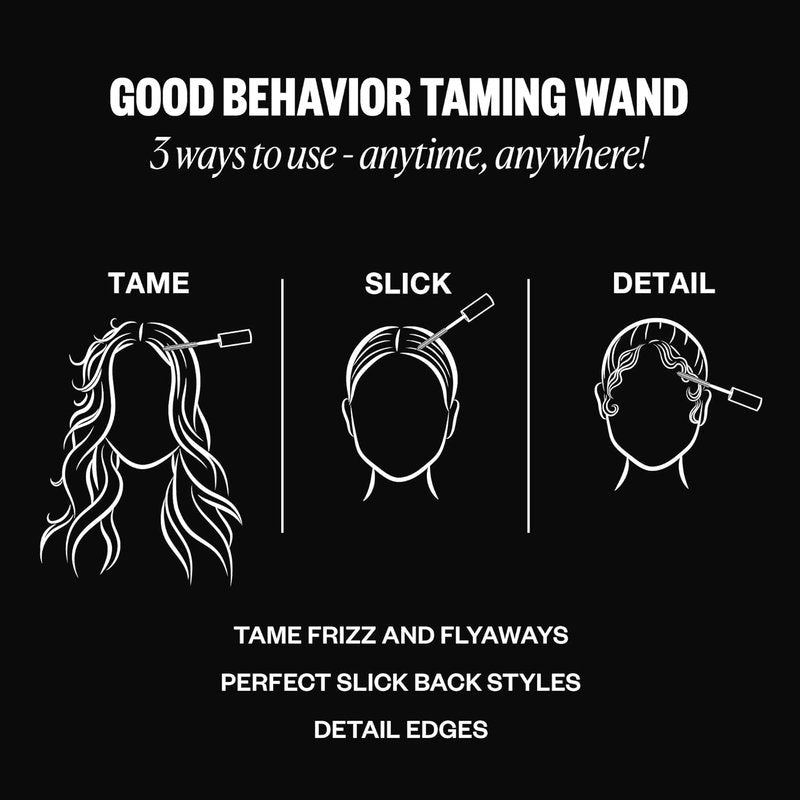 IGK Good Behavior Frizz & Flyaway Taming Wand (Pack of 2) | Instantly Smooths Flyaways, Slicks Back Styles & Details Edges | 24-Hour Frizz Control | Vegan + Cruelty Free
