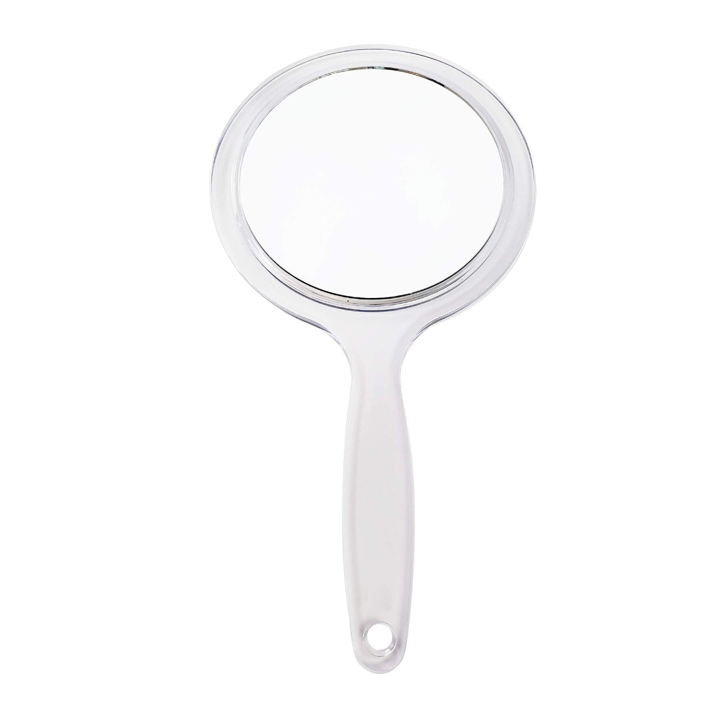 Rucci Round Hand Held Magnifying Makeup Mirror 10X 1X Clear Acrylic Double-Sided Mirror with Handle Personal Mirror for Women (Round 5 Inch) (Pack of 2)