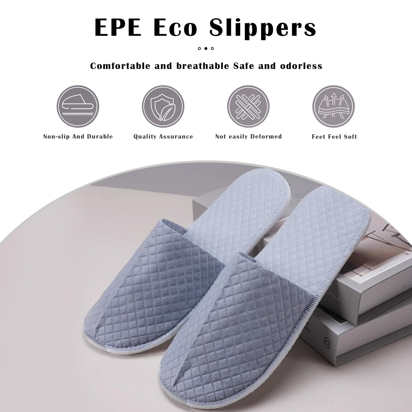 16 Pack Premium Spa Slippers Cooling Breathable Design Non Slip for Hotels Travel Home Use Bulk Value Set with Transparent Pouch（gray）