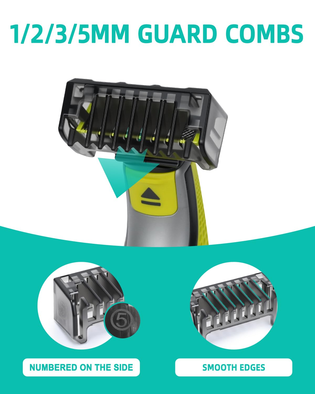 LSAUVWN Guard Combs Kit with Case Compatible with Philips Norelco OneBlade Handles, 1/2/3/5mm Guide Combs, 0/3mm Body Comb and Protective Cap for Electric Shaver Accessories for Men (7 Pcs)