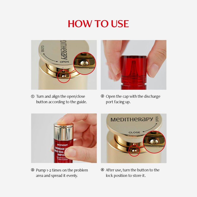MEDITHERAPY Shumage Shot Gold Seal Lifting Ampoule, Gold Threads and Collagen Serum for Anti-wrinkles, Lifting Ampoule, Glowing Skin, Korean Skincare, 0.4 fl.oz.