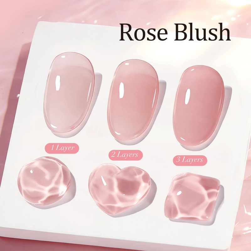 AzureBeauty Builder Gel for Nails, 18ml 7-in-1 Rose Blush Self-Leveling Nail Strengthener for beginners, UV/LED Soak Off Builder Gel for Apex, Extension, Overlay & Rhinestone, Base & Top Coat Needed