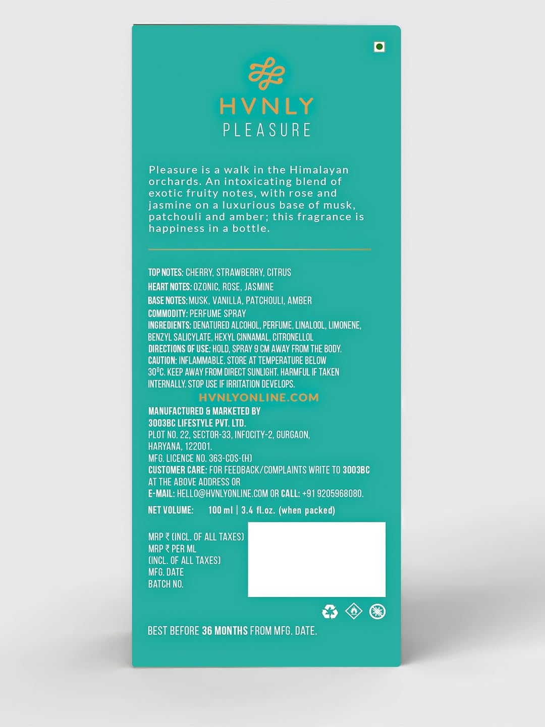 HVNLY Pleasure Eau de Parfum for Women — Sensual Cherry & Strawberry Perfume — Long Lasting Fruity Sweet Fragrance — Date Night, Gift for Her — Vegan, Cruelty-Free EDP — 3.5 Fl Oz (100ml)