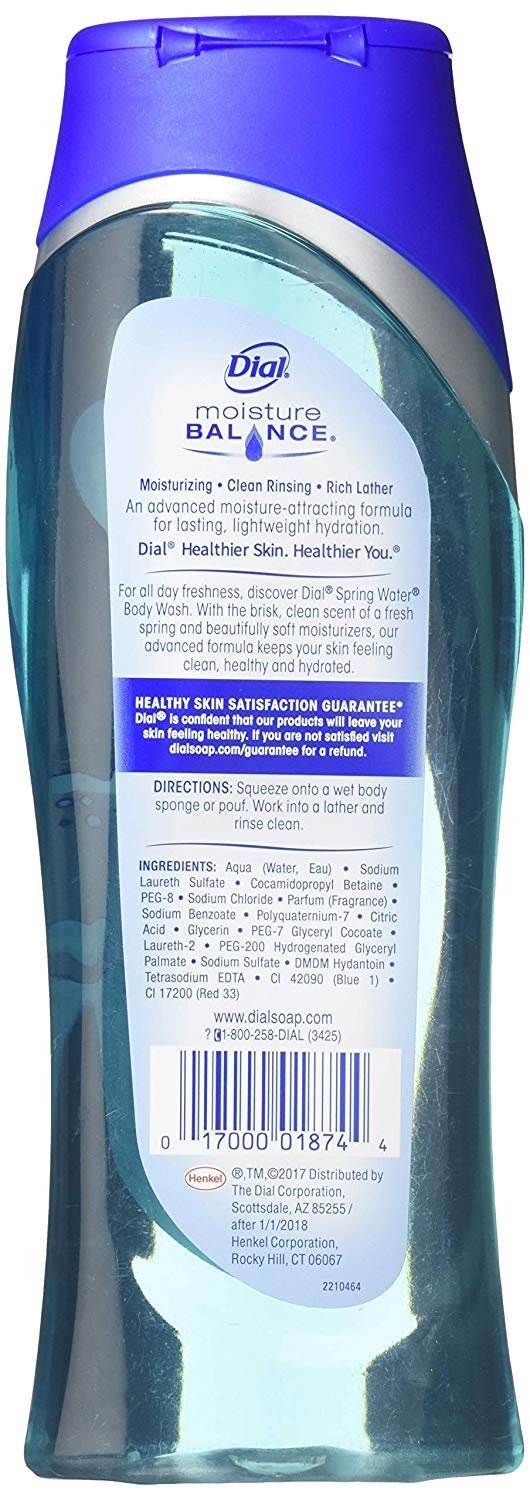 Dial Body Wash Spring Water 16 Ounce Refresh & Renew+Vitamin-E (473ml) (Pack of 3)