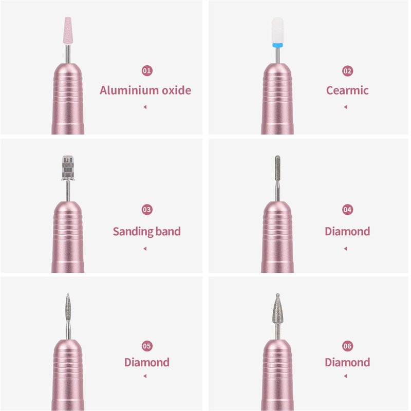 DMD Portable Electric Dip Nail Drill Kit Hinder Professional Nail Drill 20000 RPM USB Machine for Acrylic Nails Removal with One Ceramic Burr and 100 Pcs Sanding Bands