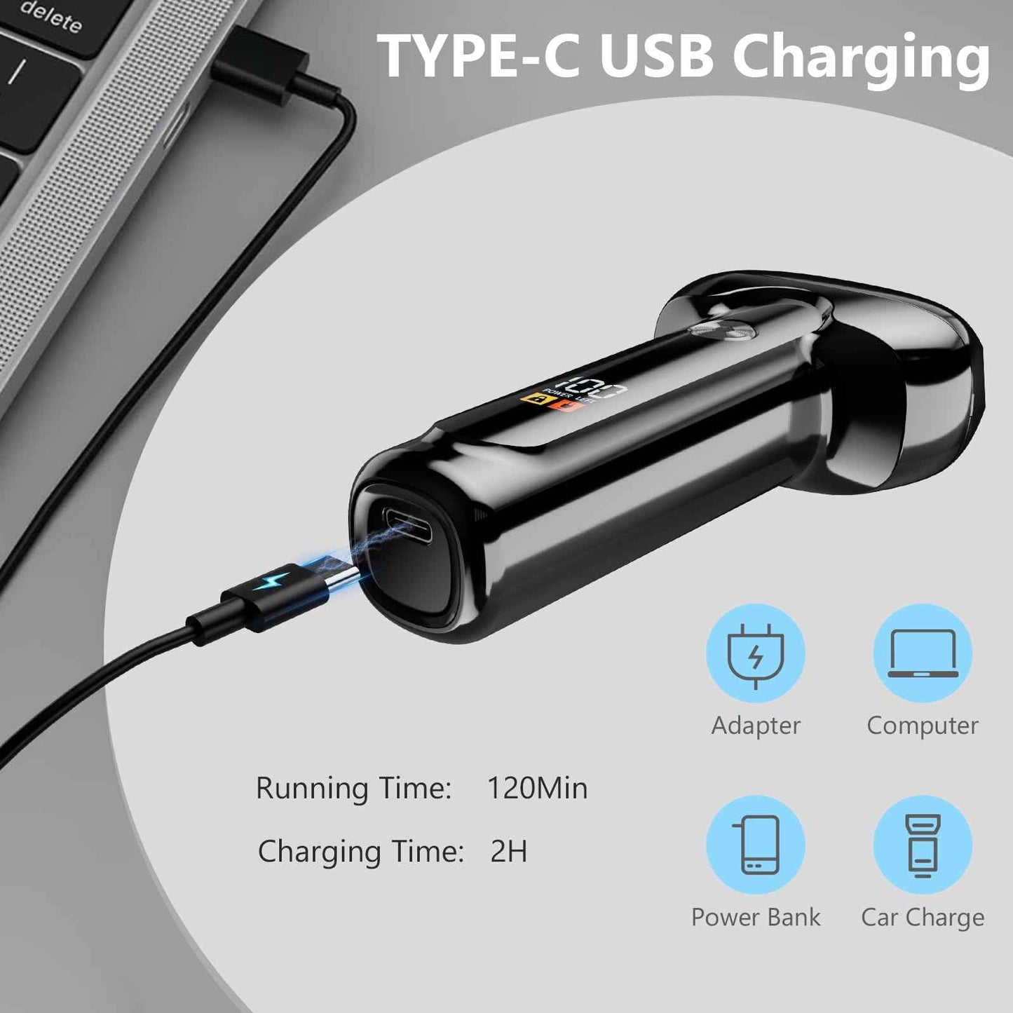 RUIM 3D Rotary Electric Shaver for Men, Waterproof Magnetic Shaving with Type-C Fast Charge, LCD Display, Travel Case - Ideal Gift for Dad, Men with Sensitive Skin