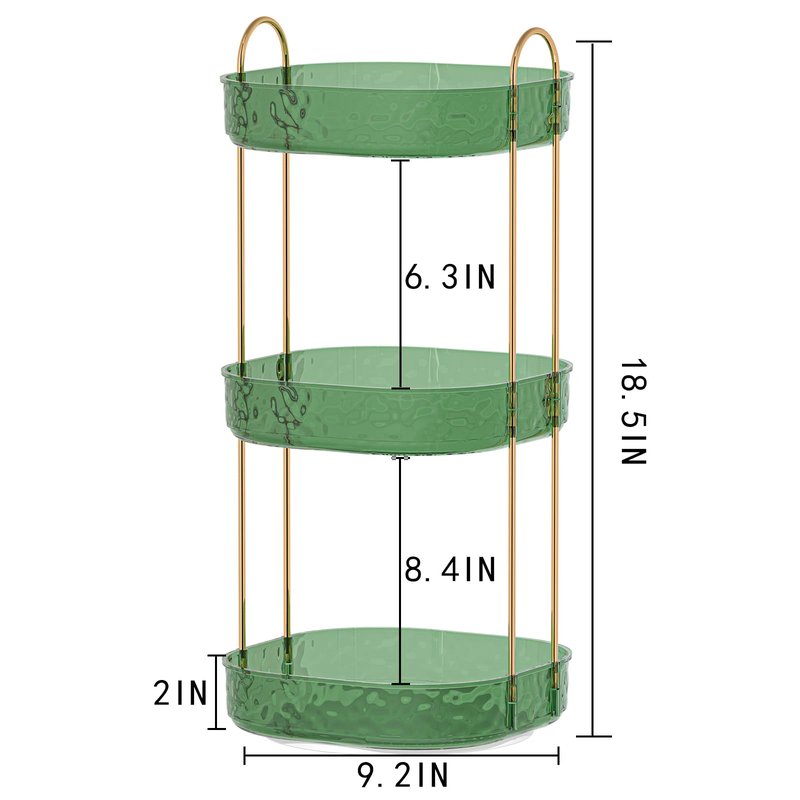 ZHIAI Rotating Makeup Organizer for Vanity, Perfume Organizer Large Bathroom Organizers and Storage, Skincare Organizers Lipstick Toiletry Spinning Holder Countertop 360 Spinning 3 Tier Green