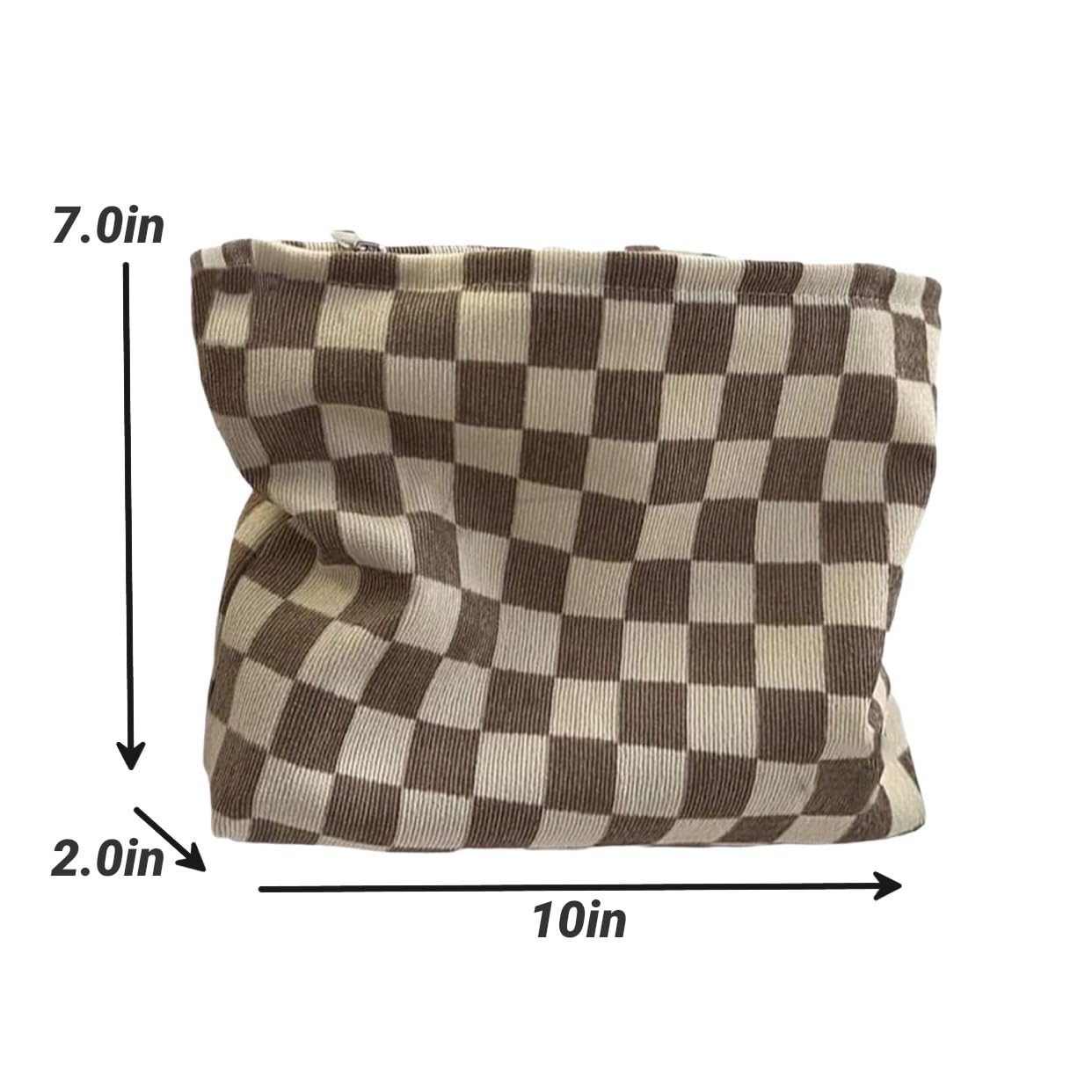 BIVIZKU Travel Checkered Makeup Bag, Corduroy Cosmetic Bag for Purse, Small Cosmetic Zipper Pouch Cute Travel Checkered Makeup Bag Gift for Women,Girls (3 pack)