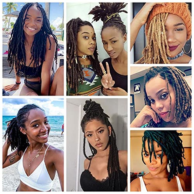 6 Inch 40 Strands 100% Real Human Hair Dreadlock Extensions for Men/Women Full Head Handmade 0.6 cm Tight Can Be Dyed and Bleached Soft Loc Extensions (6 Inch, 40 Strands)